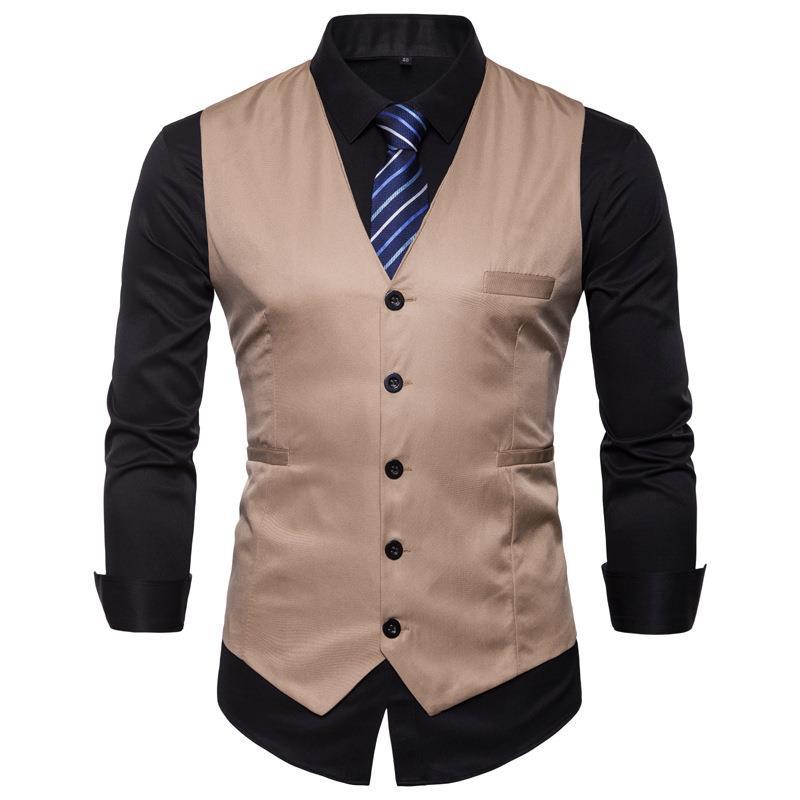 Foreign Trade 2023 New Men's Fashion Business Suit Vest European Size Trend Solid Color Casual Single-breasted Vest for Men