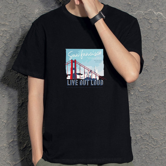 Summer Pure Cotton Men's Short-sleeved T-shirt Trendy Brand Loose All-match Couple's Clothing Men's Top T-shirt Foreign Trade Base Shirt