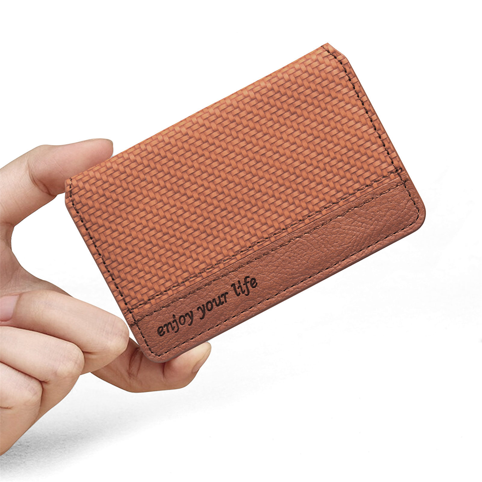 Mobile phone back sticker magnetic card bag fiber pattern card holder multi-function card holder PU leather bracket manufacturers