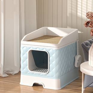 Pet cat litter box oversized fully enclosed foldable anti-splash cat toilet dog cleaning cat supplies wholesale