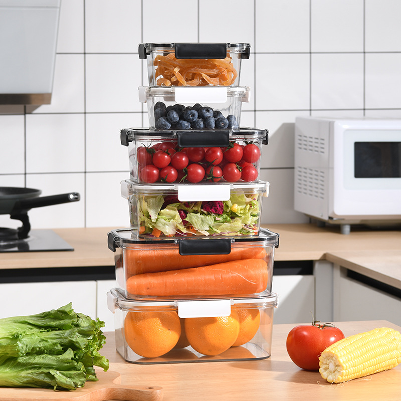 Food grade plastic crisper refrigerator special large capacity rectangular fruit Bento Box storage transparent sealed box