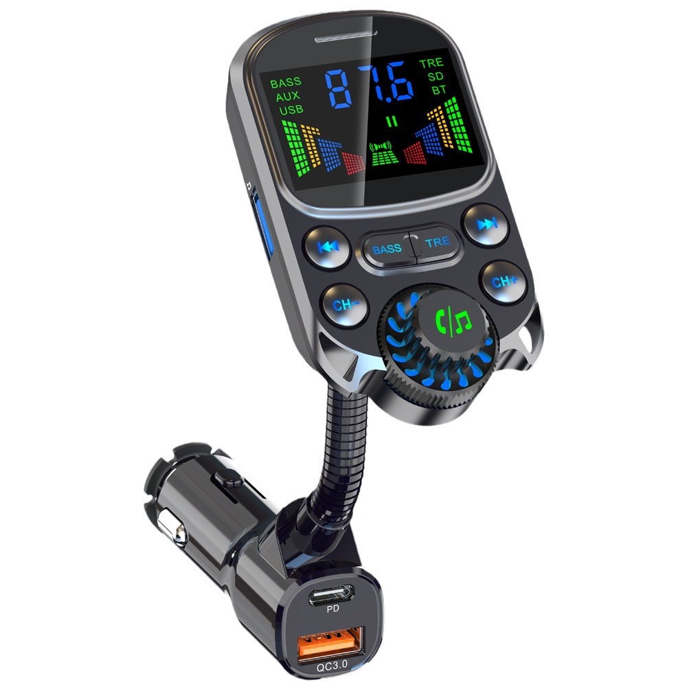 Car Bluetooth U disk lossless player with AUX HD spectrum display sound effect adjustment car charger fast charging