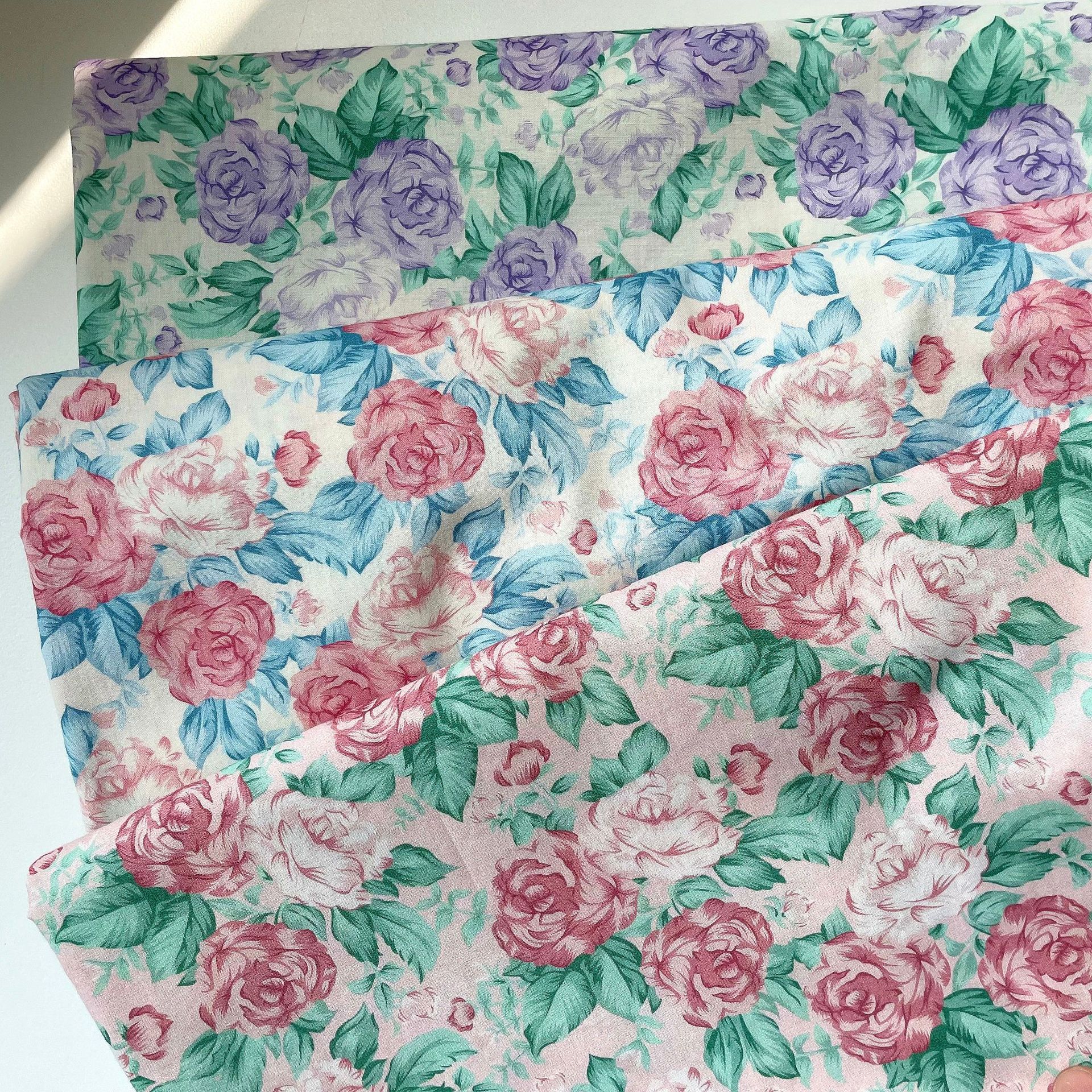 Korean-style Cotton Floral High-grade Rose Printed Fabric Japanese and Korean-style ins Children's Dress Women's Cloth