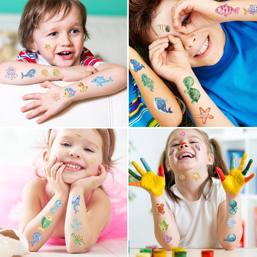 New Children's Cartoon Colorful Glitter Pink Tattoo Event Gift Holiday Party Party Disposable Temporary Sticker