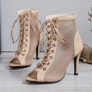 2022 foreign trade new mesh shoes European and American fashion mesh pointed fish mouth thin high heel sandals and slippers women wholesale AliExpress