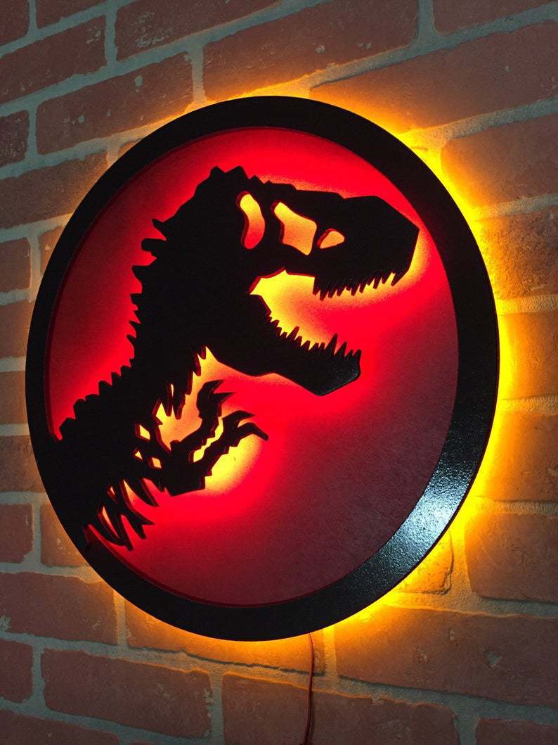Cross-border Wholesale Jurassic Park LED Night Light Dinosaur Luminous Wall Lamp Home Decoration Bedside Lamp Effect Light Neon Light
