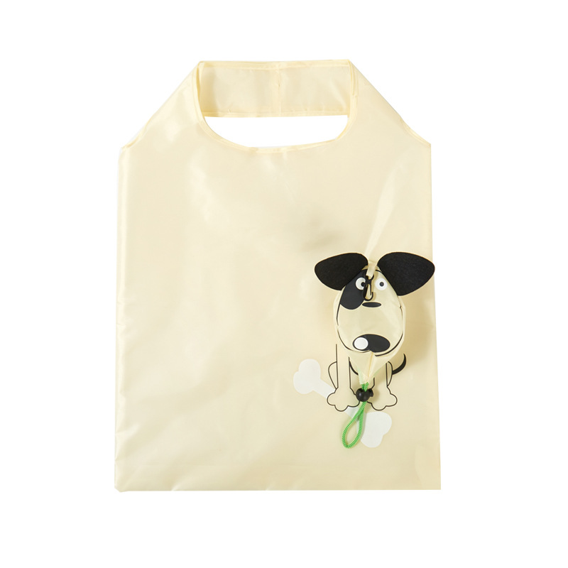 Japanese animal cartoon folding shopping bag environmental protection bag large capacity supermarket grocery bag polyester 190T puppy