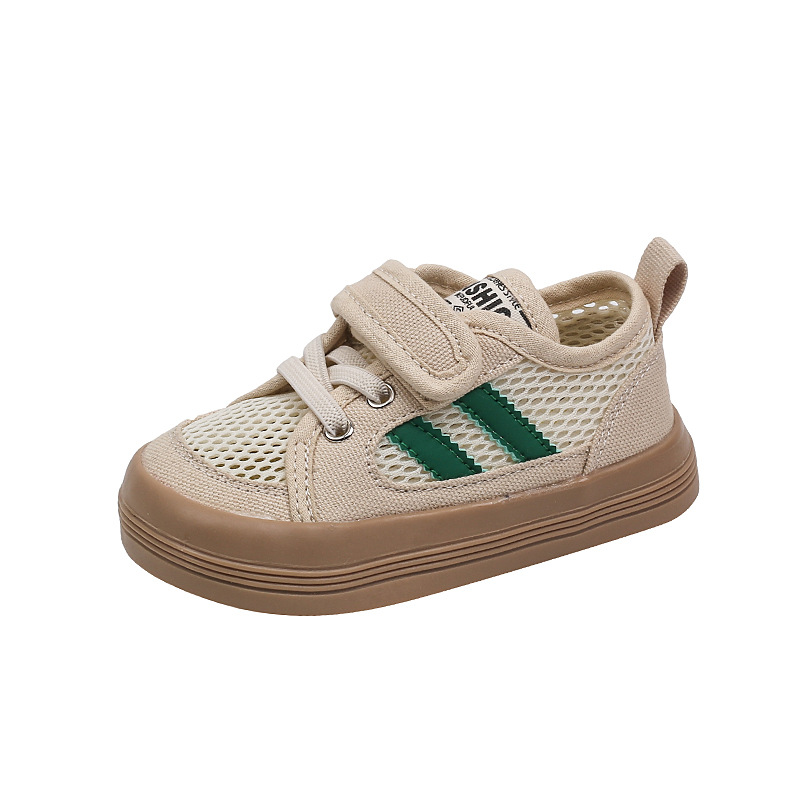 2024 Spring and Summer Mesh Breathable Canvas Shoes Summer Children's Korean Board Shoes for Boys and Girls Velcro Single Mesh Shoes