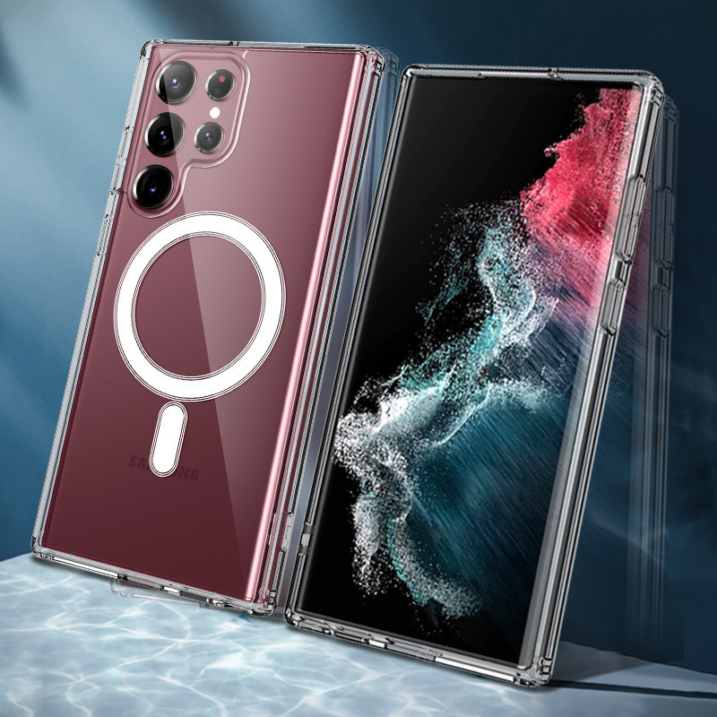 Трансграничное применение Samsung S25Ultra чехол для телефона GalaxyS25 A36 анти-падение прозрачный магнитный корпус S24plus