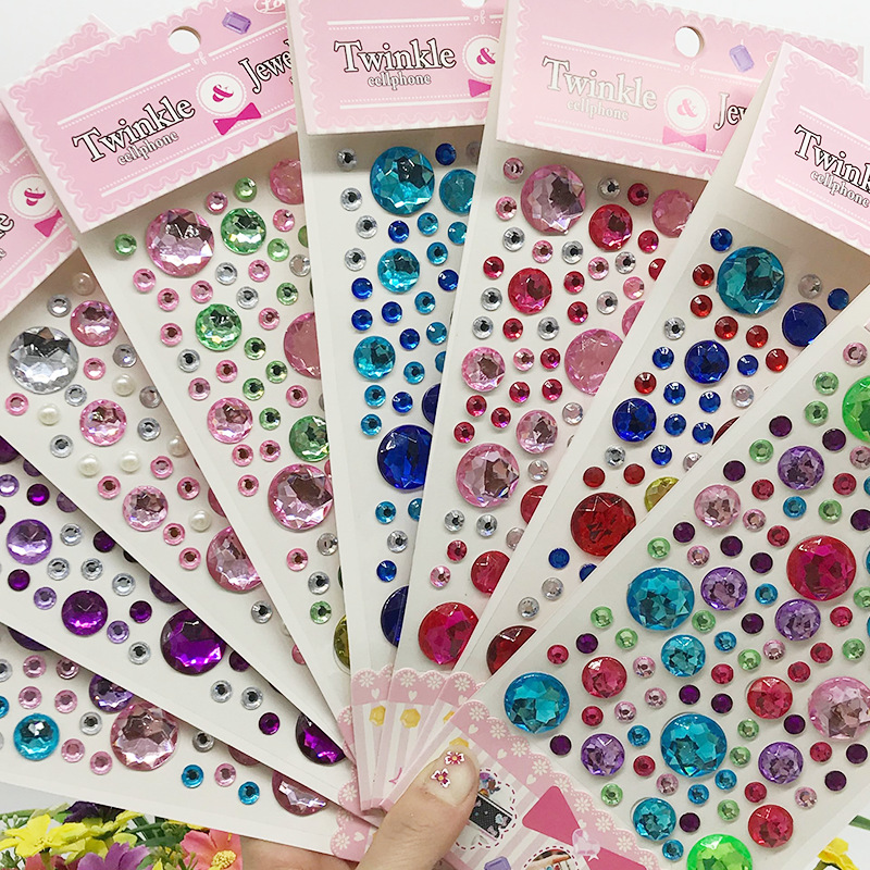 Children's diamond sticker round love round plum blossom shape DIY handmade creative self-contained adhesive sticker