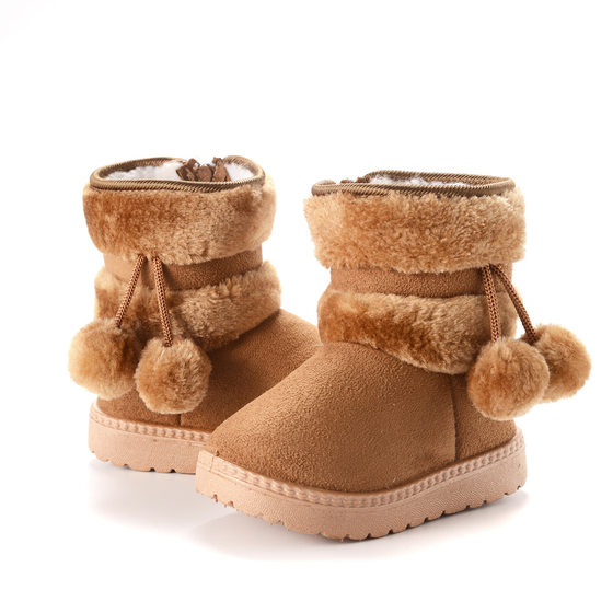  children's shoes 2022 fur ball snow boots padded children's boots warm cotton shoes
