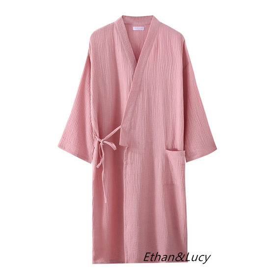 Four Seasons Standing Cotton Yarn Double Wash Texture Crepe Gauze Nightgown Bathrobe Home Clothes