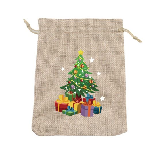 New cross-border hot sale Christmas gift packaging Christmas tree candy snack bag drawstring small bag in stock