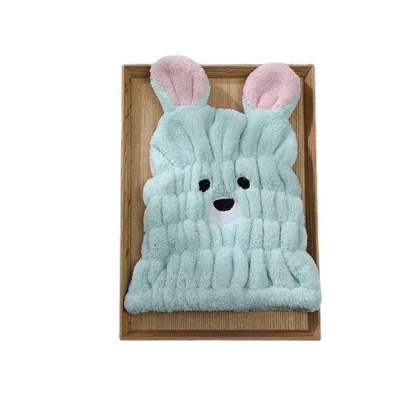 Shulando coral fleece cartoon hair hat hair hat female absorbent cute bear children hair hat wholesale