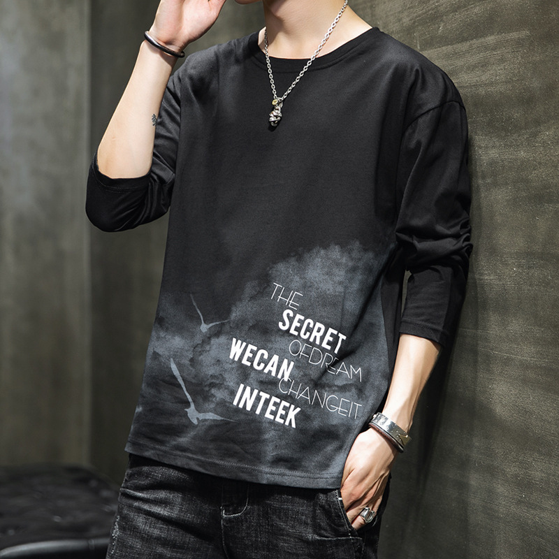 Cross-border a generation of long-sleeved T-shirt men's stall supply Tide brand ins loose clothes handsome printed jacket