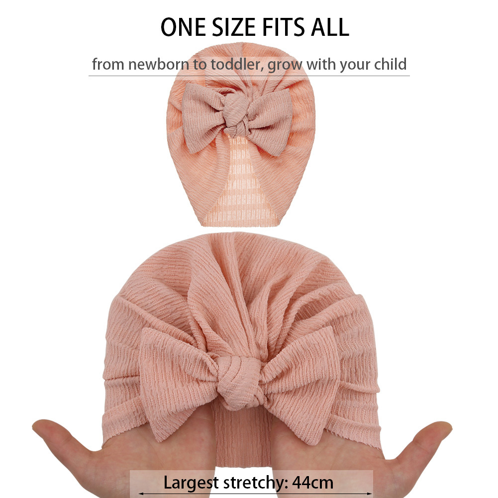 Cross-border New Baby Pullover Cap Children's Wrinkled Cloth Bow Indian Cap Solid Color Fresh Floral Baby Toe Cap