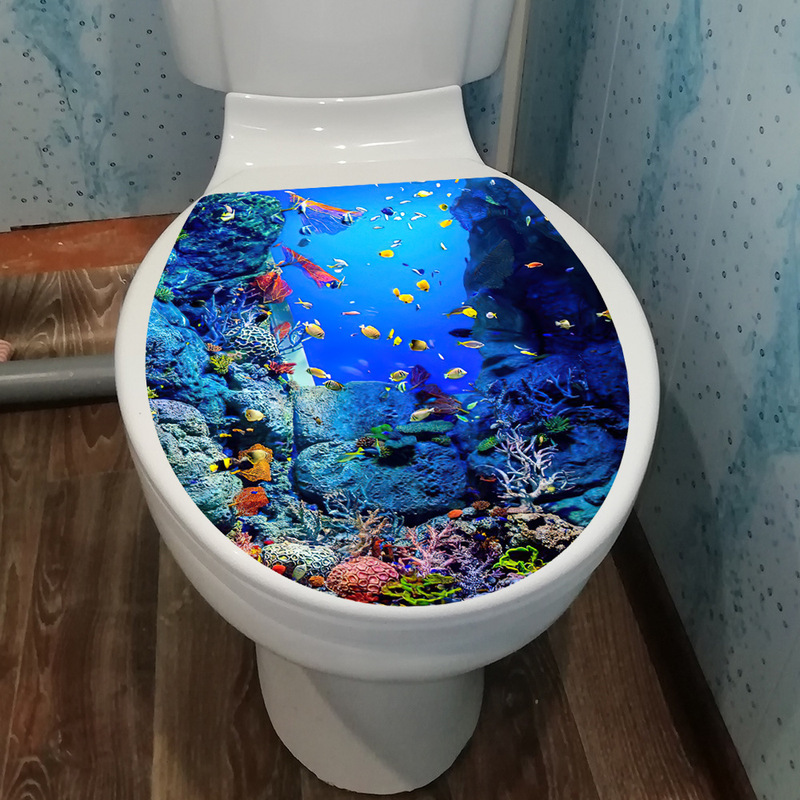 Shangyi Sp-wc011 オーシャンワールド便蓋装飾壁ステッカー自己粘着浴室トイレステッカー海の生き物デザイン|undefined