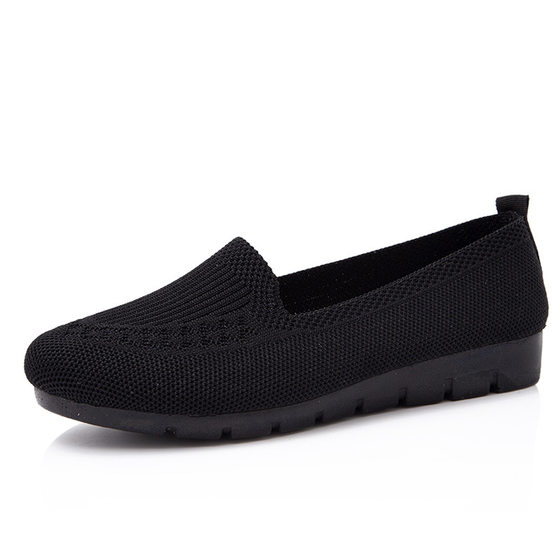 Wholesale flying woven women's shoes new casual comfortable foreign trade women's shoes lightweight soft bottom breathable middle-aged and elderly mother shoes