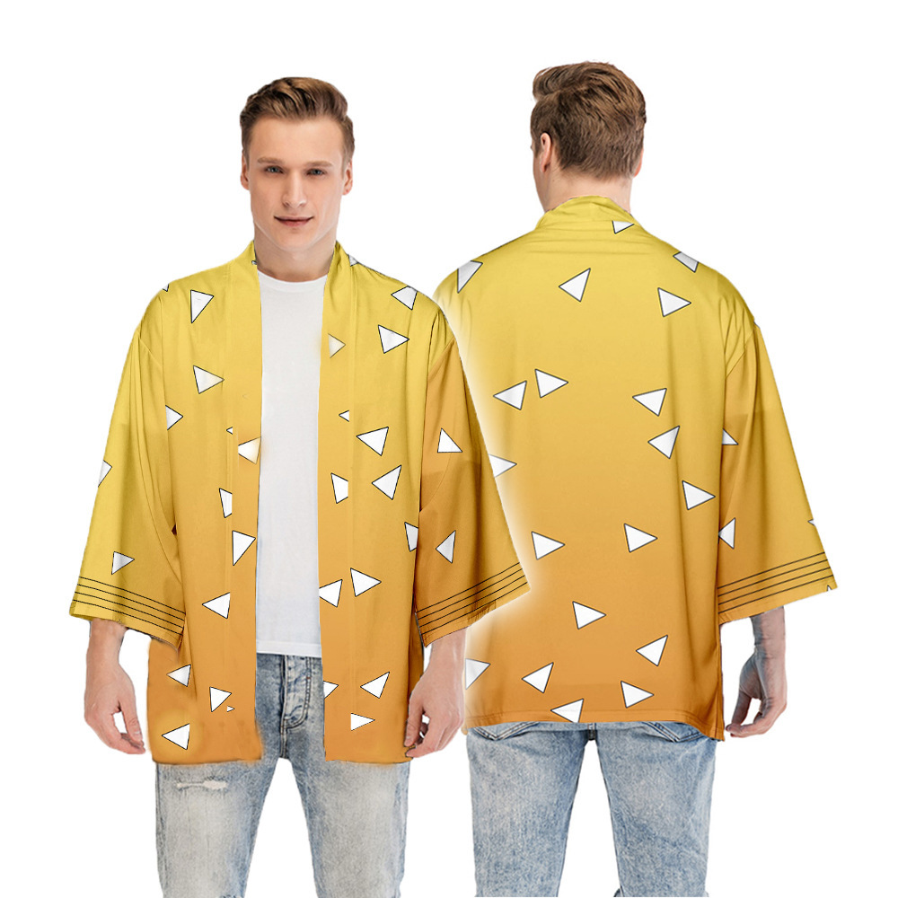 Ghost Blade anime peripheral feather woven kimono coat charcoal Zhilang you beans same style 3/4 sleeve cloak pajamas