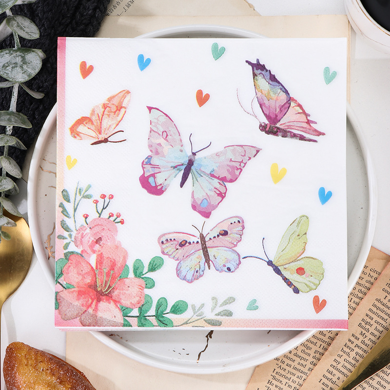 Factory cross-border in stock color printing butterfly tissue Party party party decoration disposable party supplies