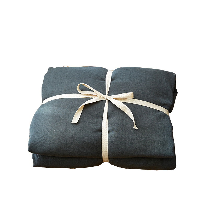 Washed cotton four-piece bedding set Japanese simple ins folk hotel dormitory three-piece set can be sized