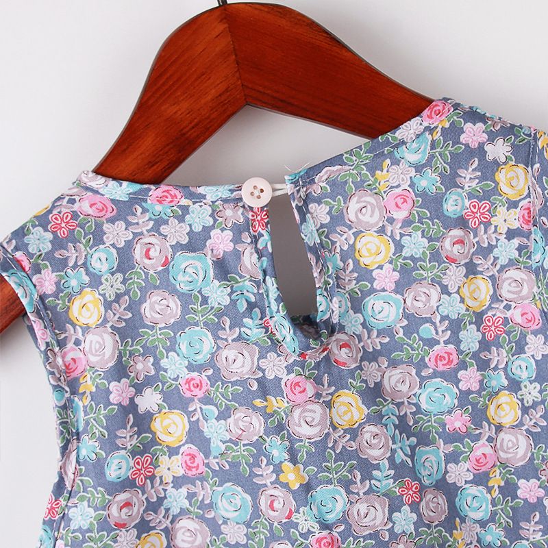 Summer Floral dress Korean Style Girl's Bow Skirt Children's Casual Sleeveless Vacant Skirt