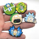 Rick and Morty Cartoon Cute Hole Shoes Shoes Flower Decorative Buckle PVC Soft Glue Funny Anime Garden Shoes Shoe Buckle