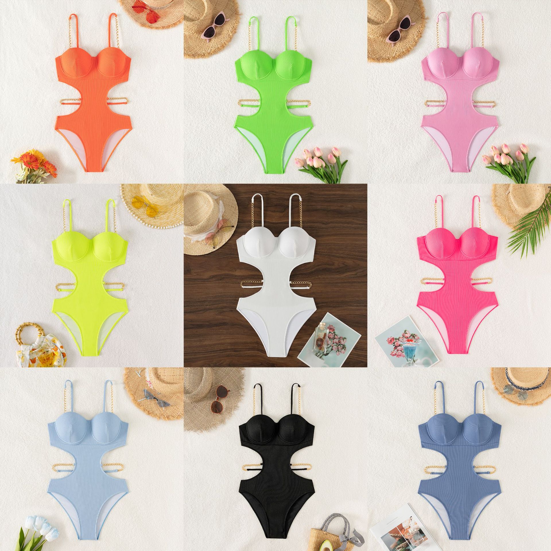 New solid color one-body sexy bikini for the first time in 2024