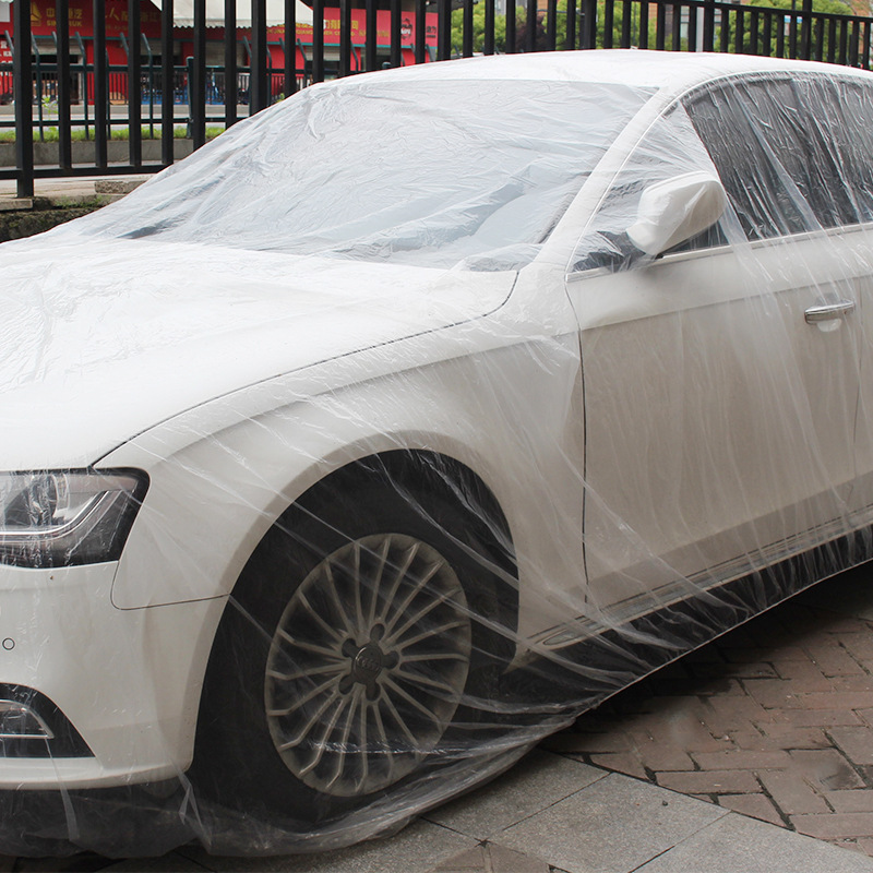 Disposable Car clothing sun protection waterproof rain plastic transparent car cover car dust cover universal simple spray paint protective cover