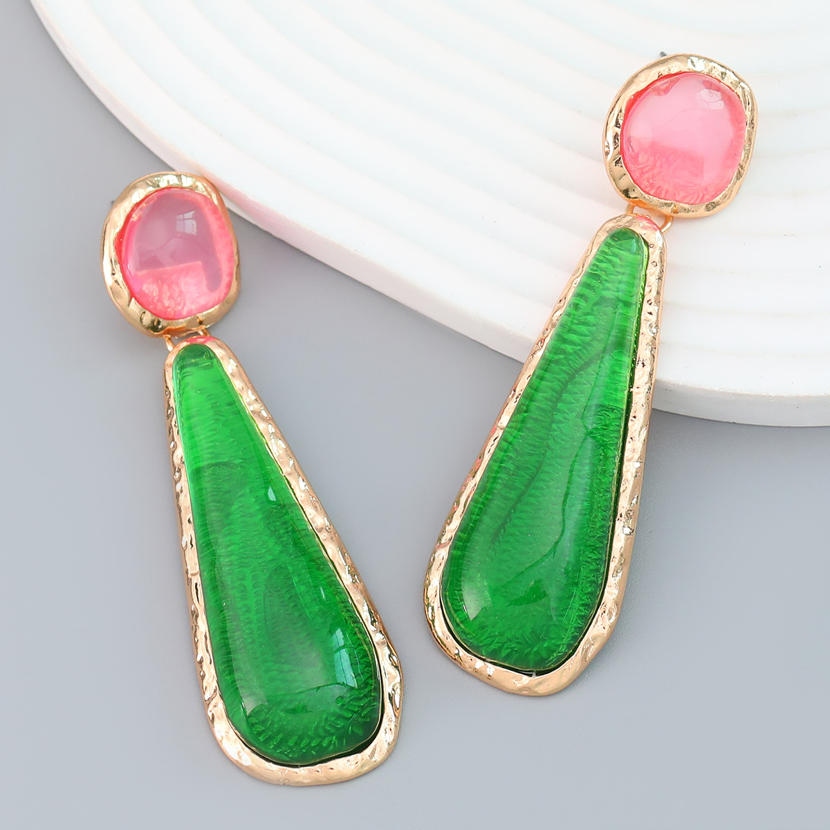 春季新款歐美耳環女合金耳飾個性幾何形樹脂耳墜廠家批發earrings
