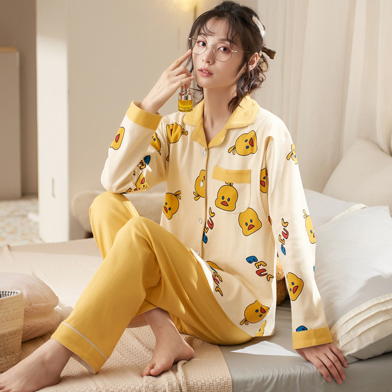 Moon clothing spring and summer cotton postpartum lactation pregnant women pajamas spring and autumn May 7 pregnant women breast-feeding home