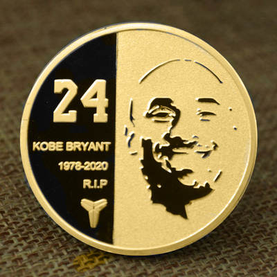 Cross-border E-Commerce Commemorative Coin Kobe 24k Gold Plated Relief Commemorative Medallion Coin Collection Metal Badge Kobe Surrounding