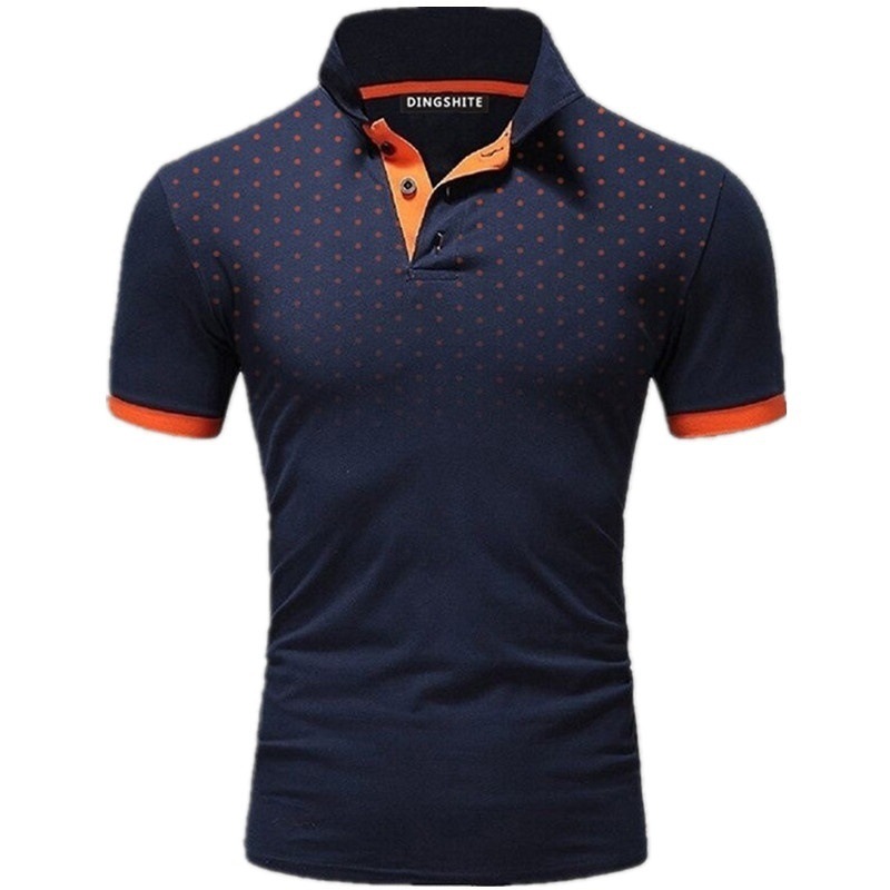 2021 Summer New European and American Men's Short-sleeved T-shirt Polka Dot Printed Polo Shirt