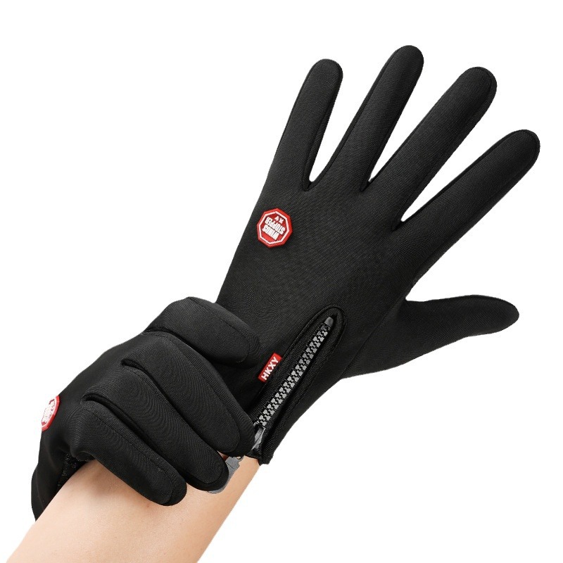 Motorcycle riding warm gloves fleece-lined non-slip waterproof windproof touch screen men and women winter outdoor sports wear-resistant cold-proof