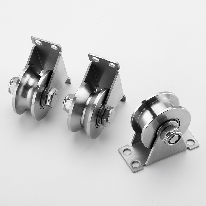304 stainless steel tripod rail wheel wire rope lifting pulley door and window track sliding door pulley roller