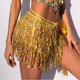 Yellow four-layer fringed waist chain