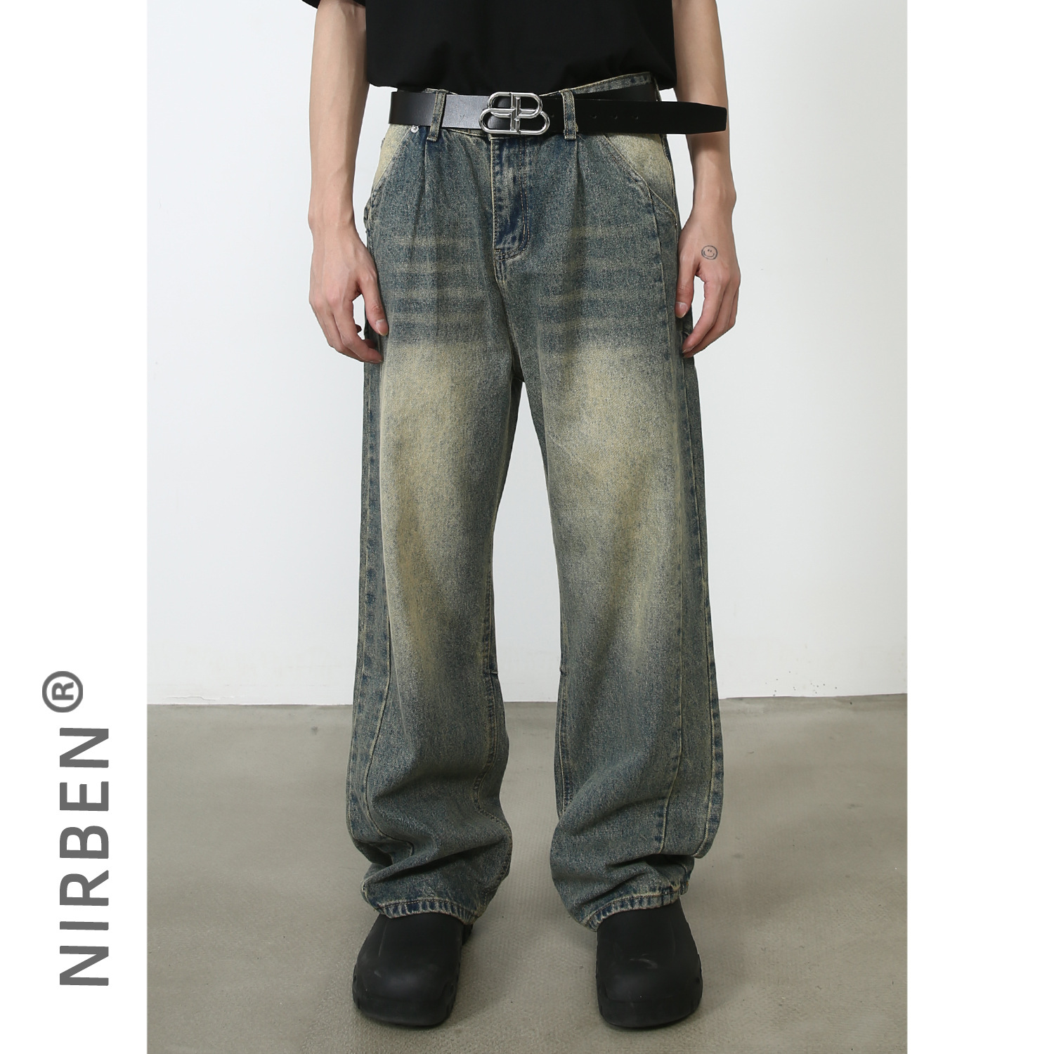 nirben Denim | American retro straight jeans men's fashion brand high-end loose wide-leg pants mop long pants