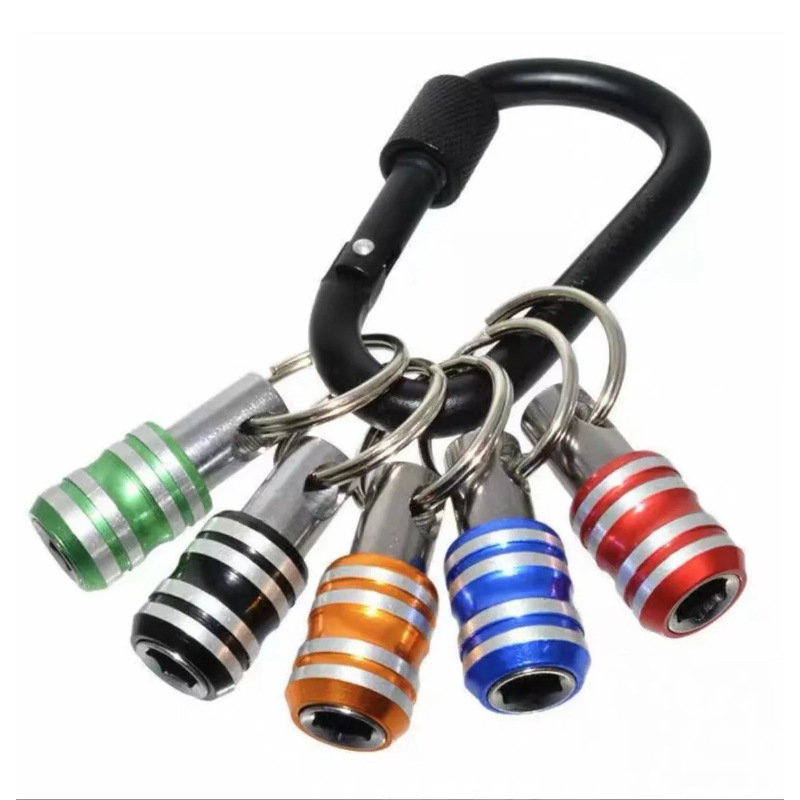 Stainless steel keychain sleeve rod golden three-groove extension rod color 1/4 batch head quick change sleeve switch rod