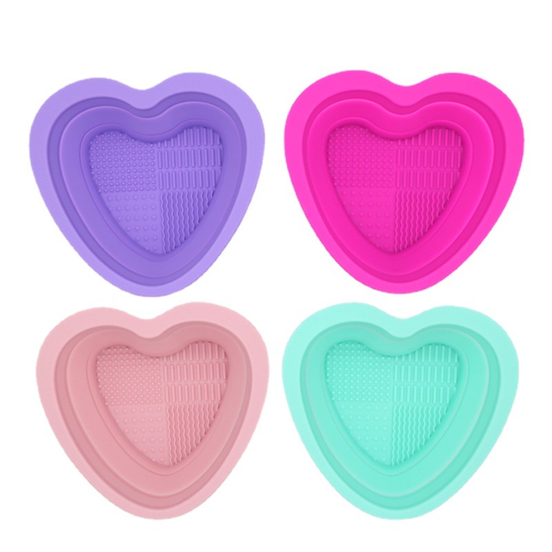 Silicone Washing Bowl Folding Bowl Makeup Brush Cleaning Pad Heart-shaped Washing Bowl Washing Pad Makeup Brush Cleaning Bowl