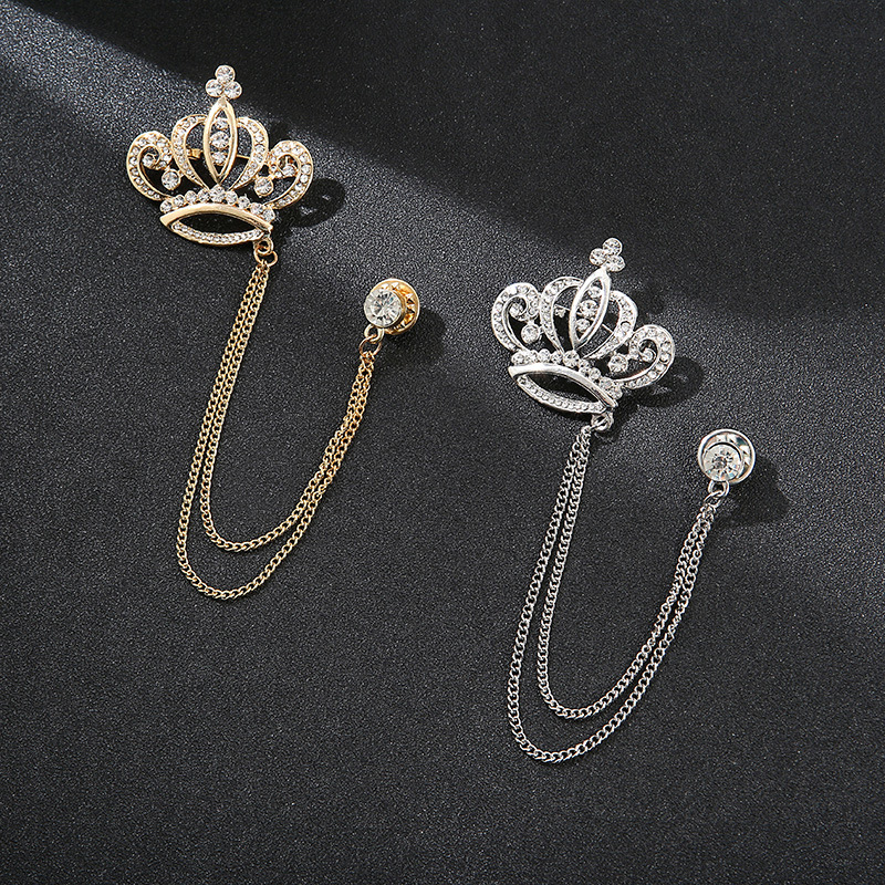 Crown men's suit silver accessories wings scepter lion eagle bow tie accessories chain gold brooch
