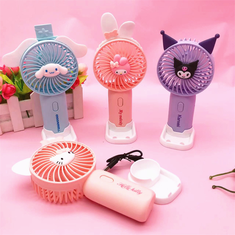 Cartoon usb charging fan cute kulomi big ear dog portable mini children student desktop handheld fan