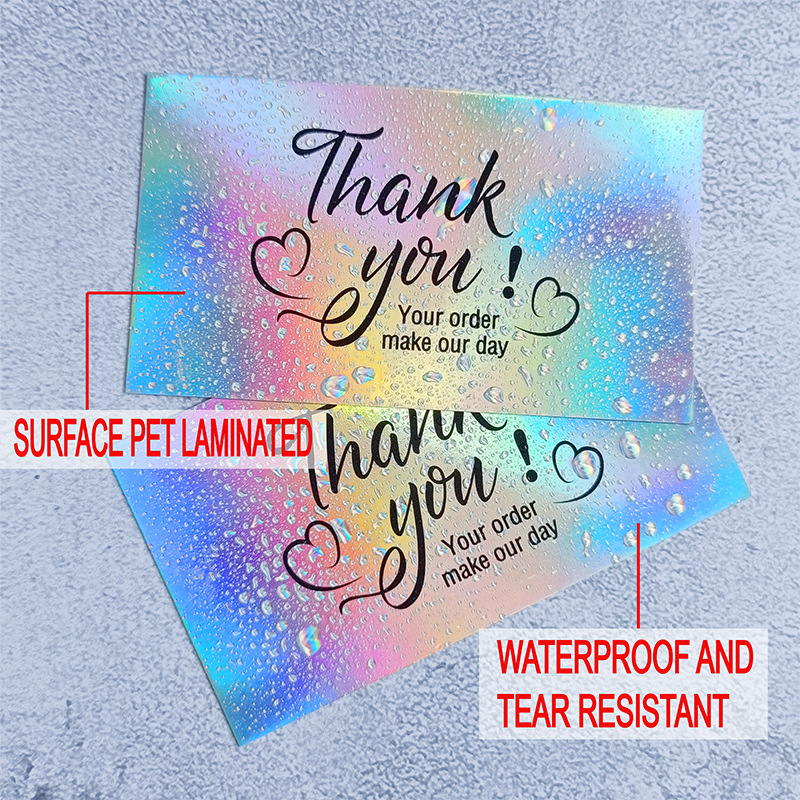 Laser card waterproof small card English praise thank you card color rainbow card wholesale