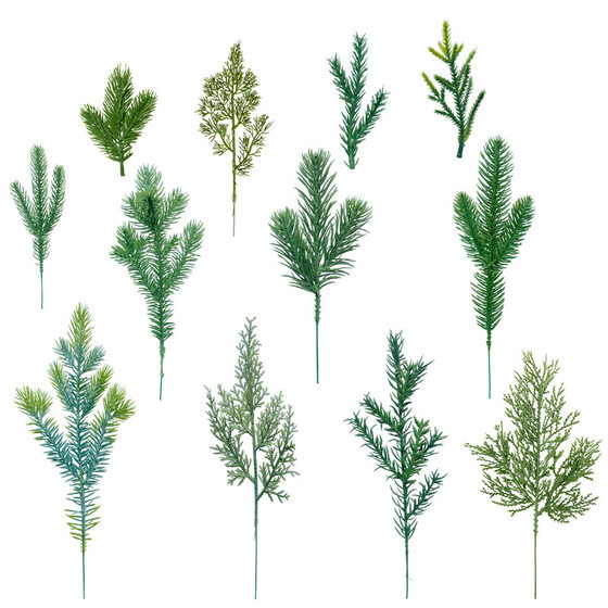 Simulation plant pine needle cross-border Christmas tree Christmas ring decoration green plant accessories artificial plastic pine needle branch