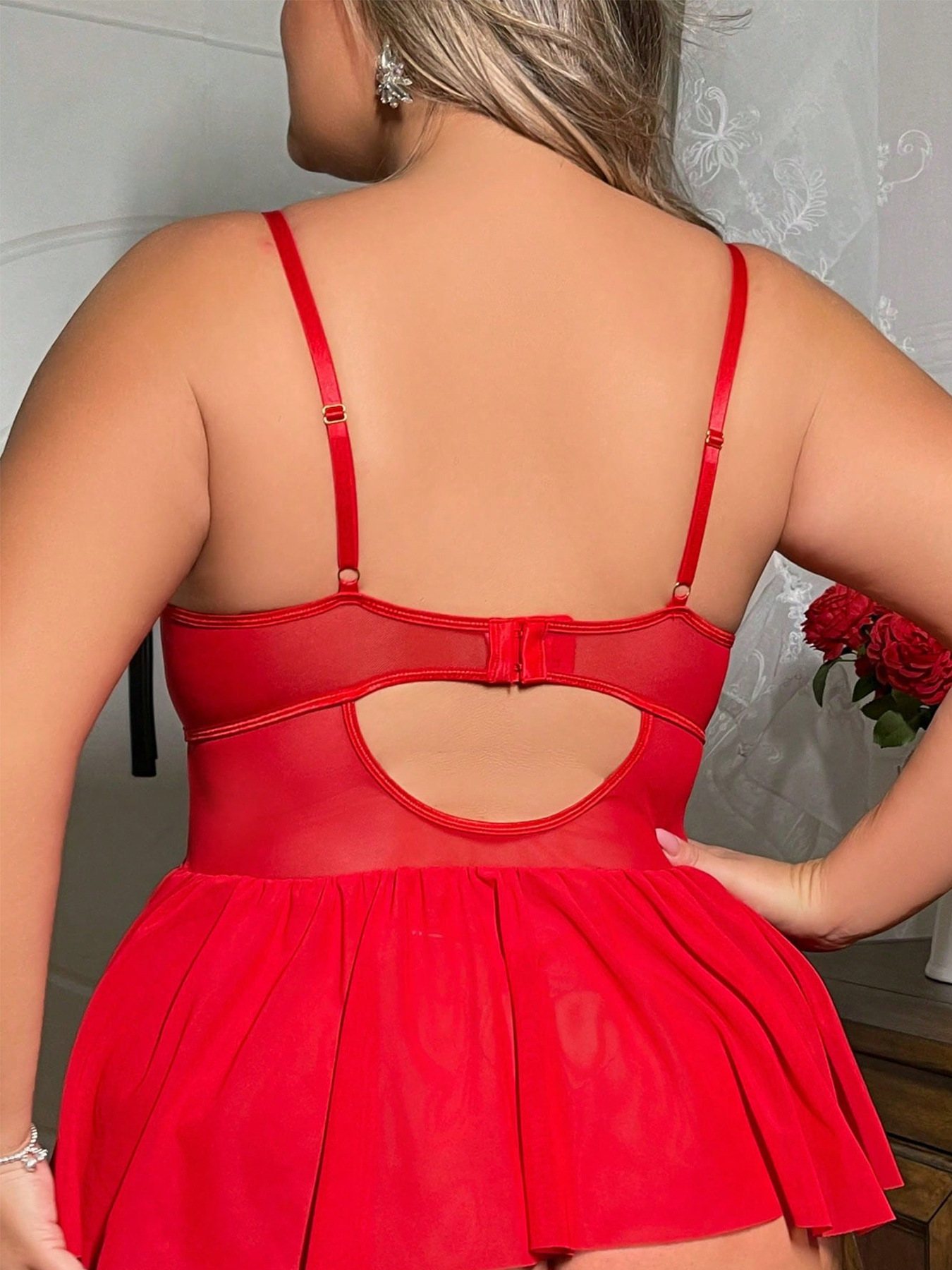 Europe and the United States cross-border foreign trade sexy temptation large size sexy underwear lace perspective fat woman skirt thong suit_voghion.com