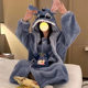 Stitch cartoon couple Net red style pajamas men's and women's autumn and winter coral fleece long nightgown suit men's fleece-lined