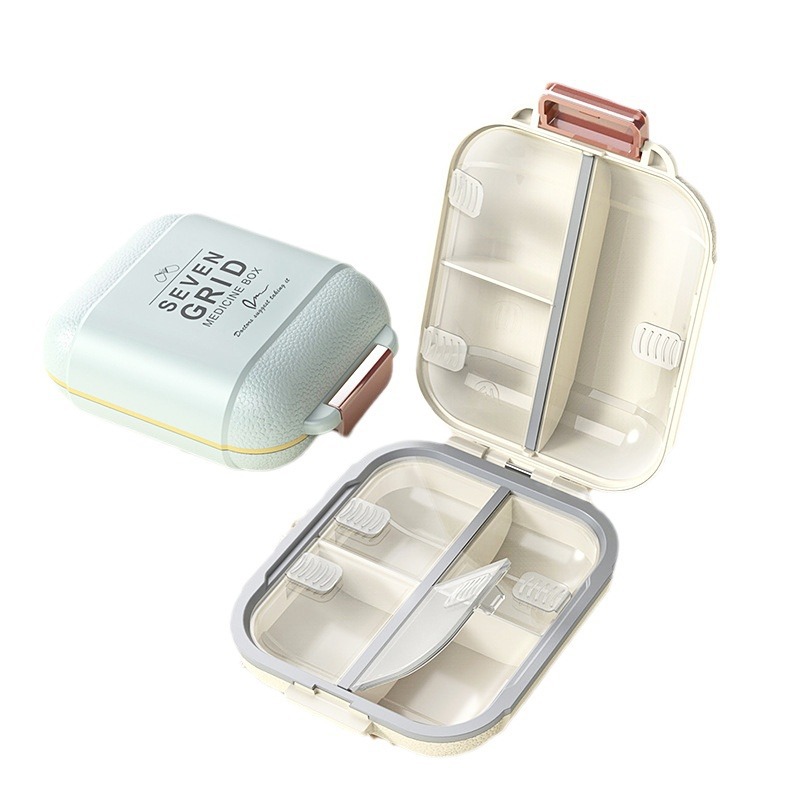 Sealed small medicine box portable portable seven days a week medicine packing three meals a day mini medicine 7 grid small medicine box