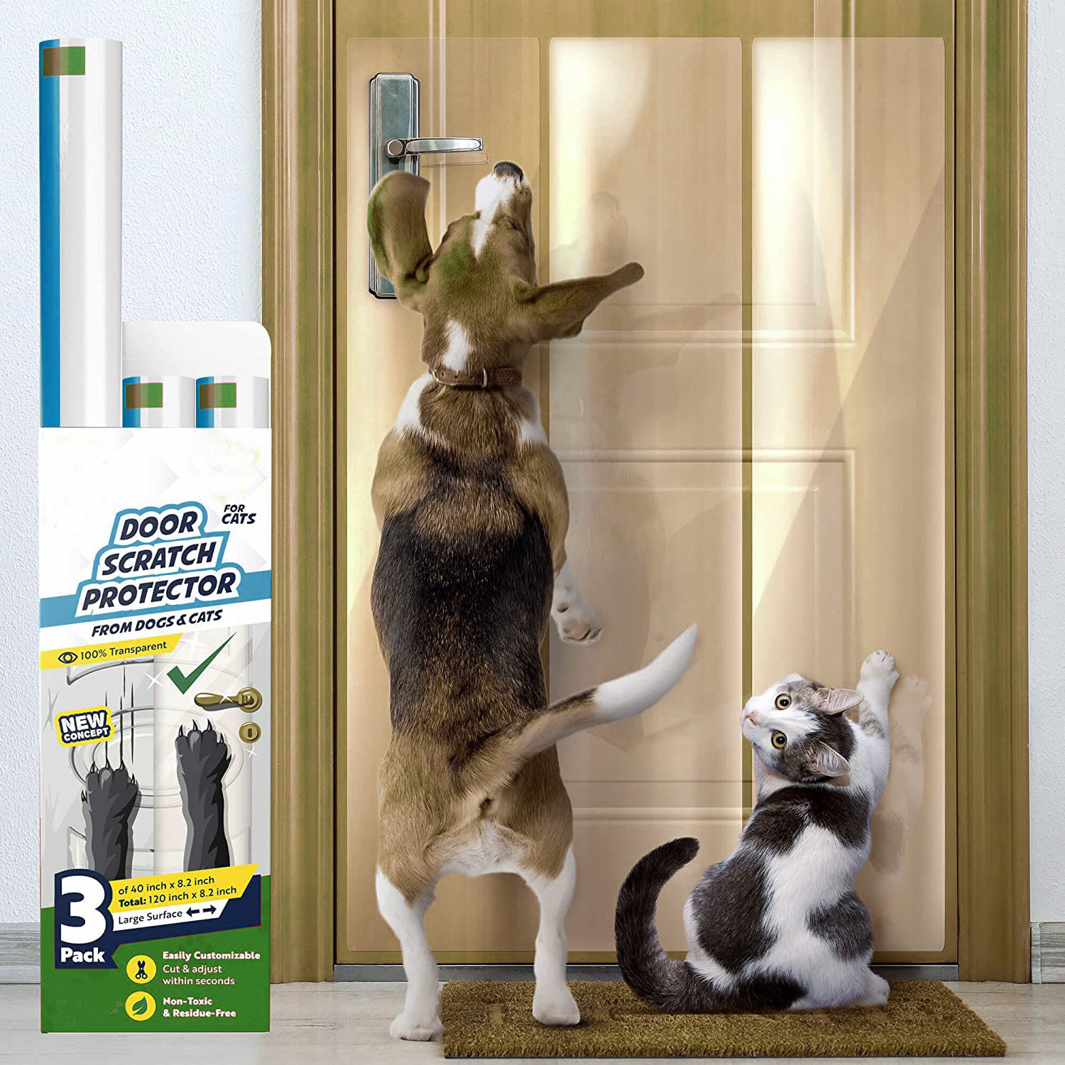 pvc cat and Dog pet anti-scratch wear-resistant tape home protective tape Door Protector from Dog