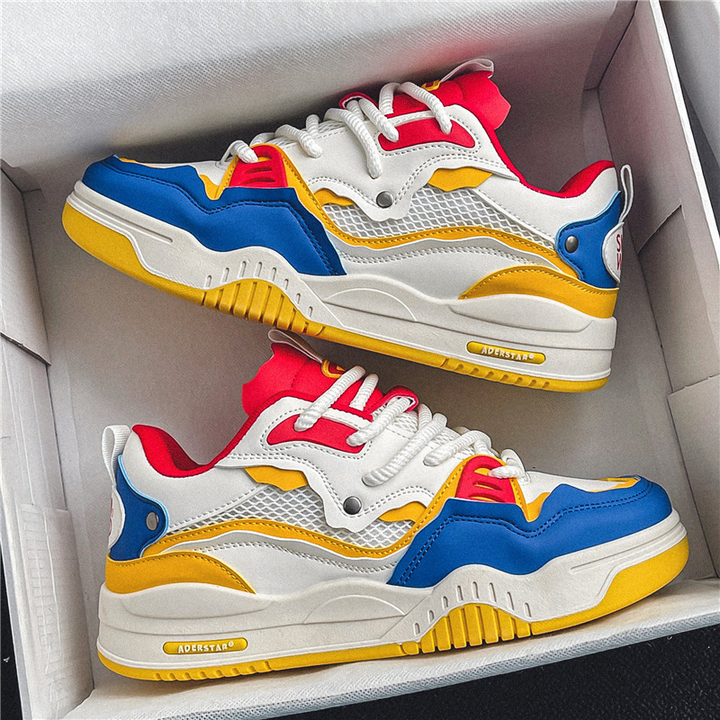 Cross-Border fashion shoes 2024 spring new Hong Kong style retro casual shoes Sports Board shoes fashion bread shoes breathable Men's shoes
