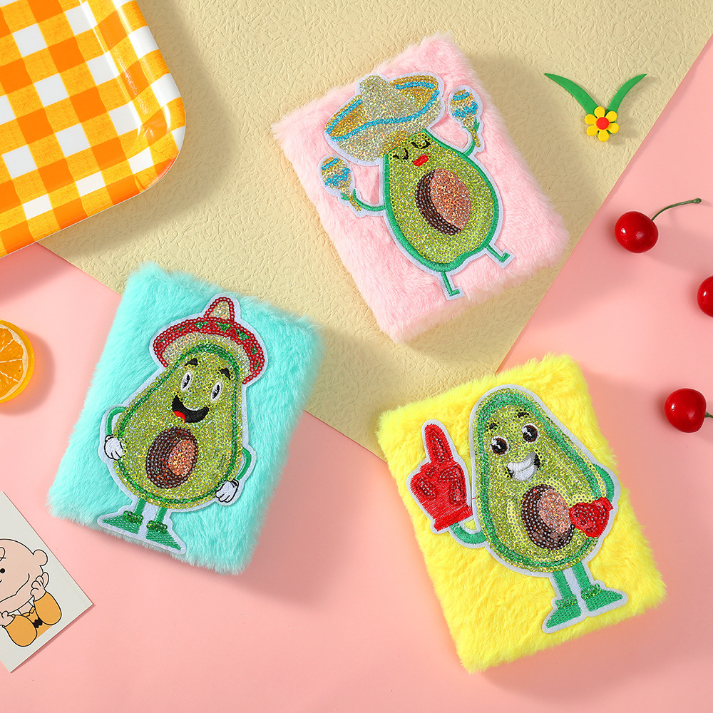 New cartoon plush notebook children's cute avocado expression diary girl's birthday gift Hand Book