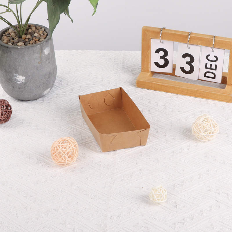 Kraft paper disposable film Boat box oil-proof hot dog picnic box fried food mutton string packing box open box
